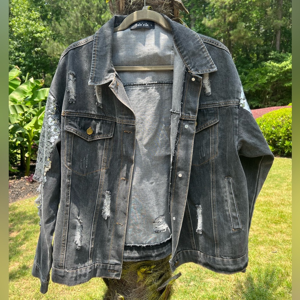 Fabrik Black Denim Sequin Jacket